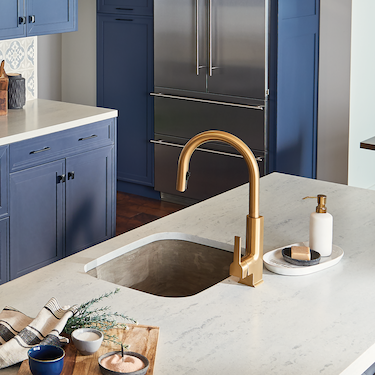 Matching Style Trends and Technology with Moen Products, Brushed Gold, U by Moen, Flo by Moen, kitchen & bath trends